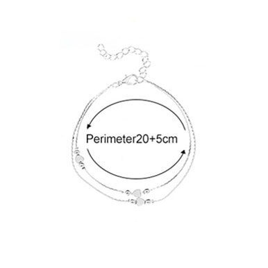 Heart Silvery White Layered Alloy Anklet