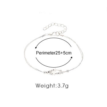 Silvery White jewelry,Geometric jewelry,Star Silvery White Geometric Alloy Anklet