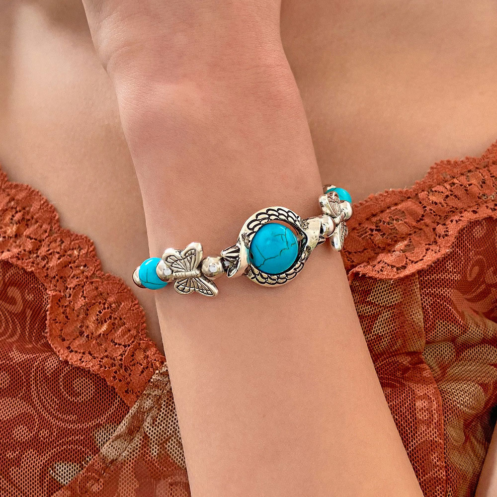Mint Green jewelry,Animal Print jewelry,Butterfly Design Mint Green Alloy Bracelet