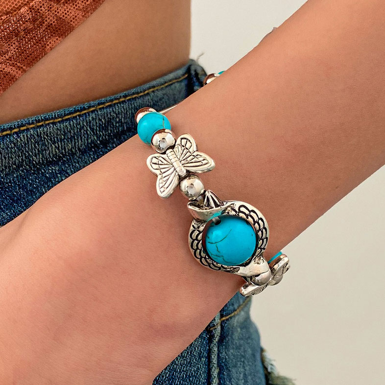 Mint Green jewelry,Animal Print jewelry,Butterfly Design Mint Green Alloy Bracelet