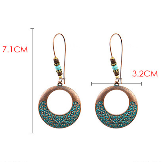 boucles d'oreilles rondes en alliage tribal turquoise