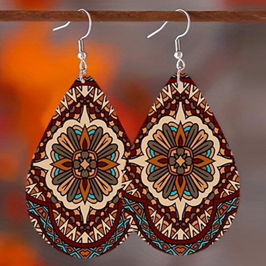 Dark Coffee jewelry,Contrast Color jewelry,Teardrop Bohemian Design Dark Coffee Wood Earrings
