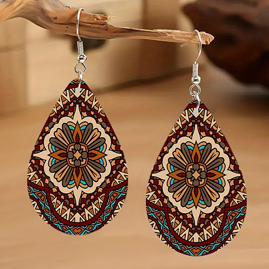 Dark Coffee jewelry,Contrast Color jewelry,Teardrop Bohemian Design Dark Coffee Wood Earrings