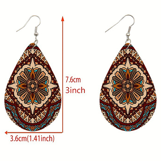 Dark Coffee jewelry,Contrast Color jewelry,Teardrop Bohemian Design Dark Coffee Wood Earrings