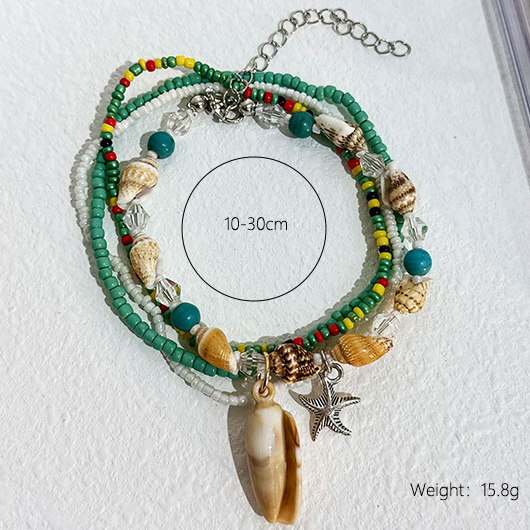 Mint Green jewelry,Shell Beaded Mint Green Anklets Set