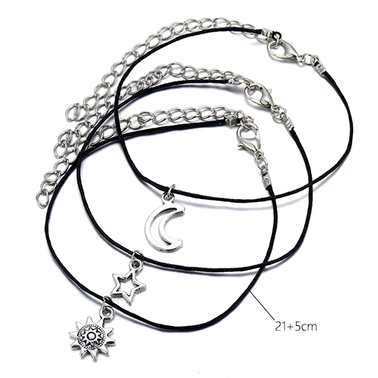 Silvery White jewelry,Moon Silvery White Alloy Anklets Set