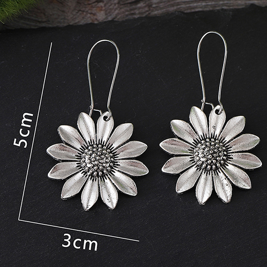 Silvery White jewelry,Silvery White Sunflower Design Alloy Earrings