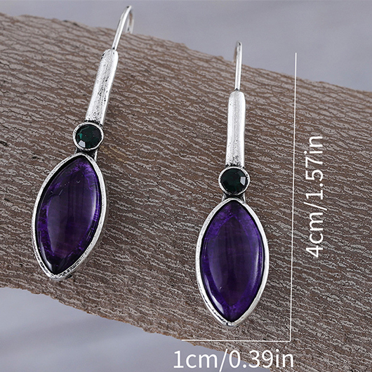 Purple jewelry,Purple Rhinestone Geometric Detail Alloy Earrings