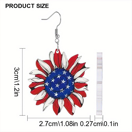 Red jewelry,American Flag Sunflower Red Plastic Earrings