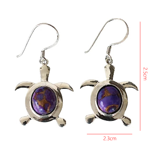 Purple jewelry,Contrast Color jewelry,Vintage Turtle Design Purple Alloy Earrings