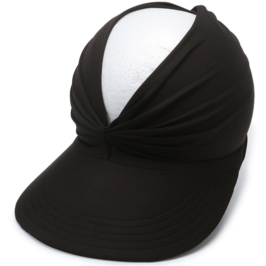Black accessories,Plain Color accessories,Black Cutout Design Ruched Visor Hat