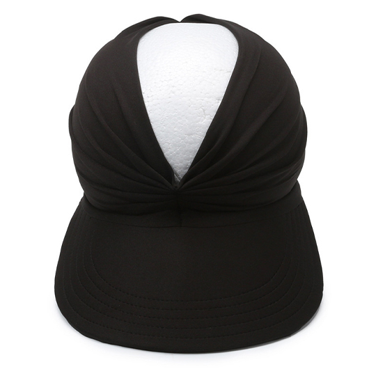 Black accessories,Plain Color accessories,Black Cutout Design Ruched Visor Hat