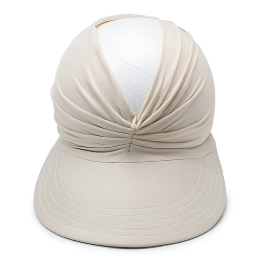 Beige accessories,Plain Color accessories,Beige Cutout Ruched Design Visor Hat