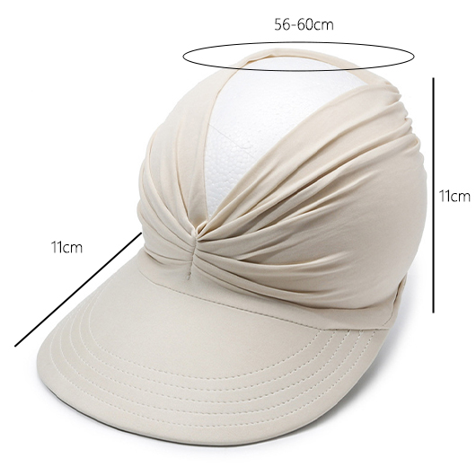 Beige accessories,Plain Color accessories,Beige Cutout Ruched Design Visor Hat