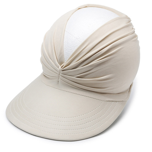 Beige accessories,Plain Color accessories,Beige Cutout Ruched Design Visor Hat