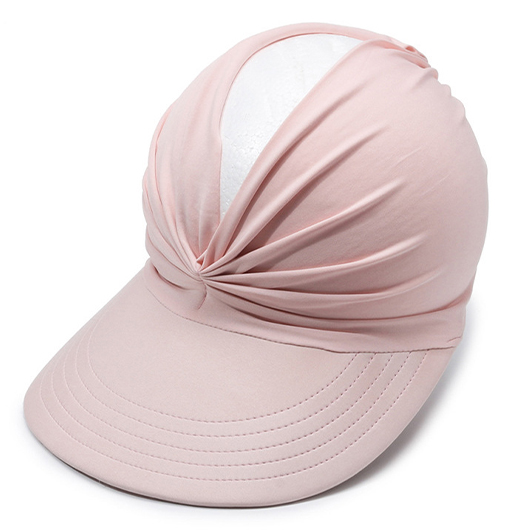 Light Pink accessories,Plain Color accessories,Cutout Ruched Light Pink Visor Hat