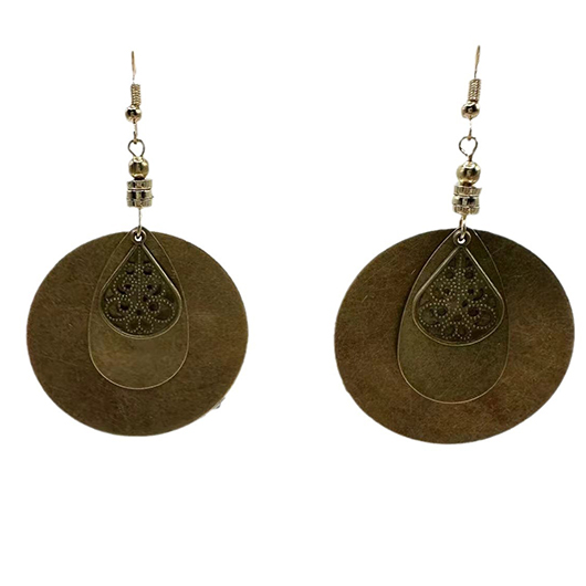 Gold jewelry,Plain Color jewelry,Round Vintage Design Gold Alloy Earrings