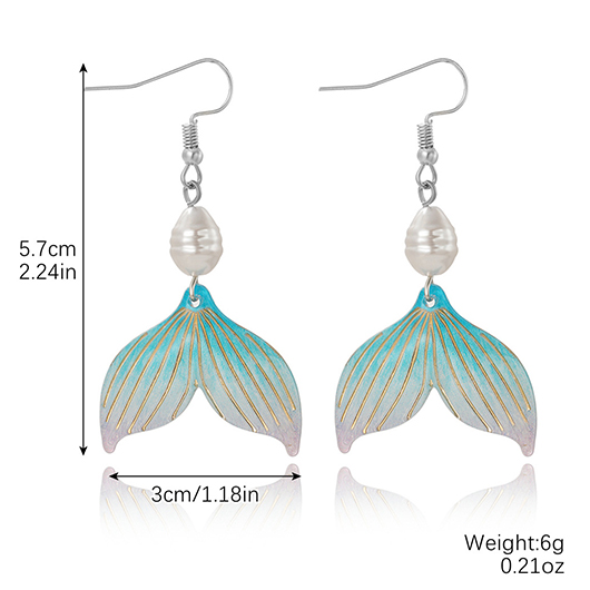 Mint Green Alloy Pearl Striped Earrings