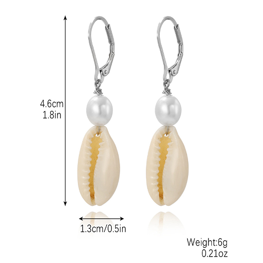Raw white jewelry,Other jewelry,Shell Detail Pearl Raw White Earrings