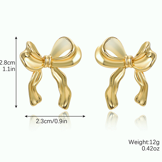 Golden jewelry,Bow Golden Alloy Bowknot Design Earrings