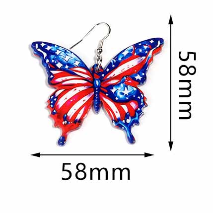 Red jewelry,Animal Print jewelry,American Flag Butterfly Red Plastic Earrings