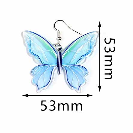 Acrylic Printed Butterfly Light Blue Earrings