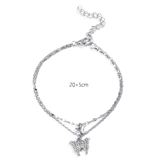 Silvery White jewelry,Animal Print jewelry,Butterfly Detail Silvery White Alloy Anklet