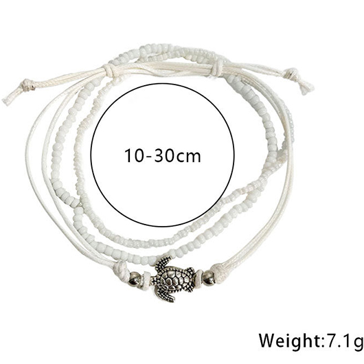 White jewelry,Animal Print jewelry,Geometric jewelry,Turtle Beaded Design Geometric White Anklets