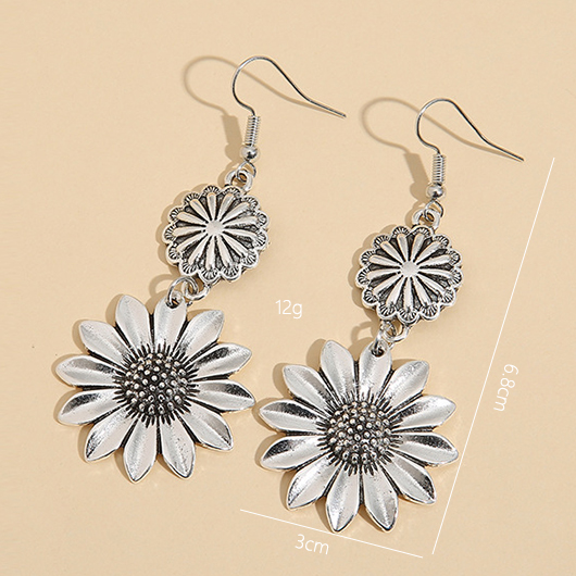 Silvery White jewelry,Contrast Color jewelry,Silvery White Alloy Floral Design Earrings
