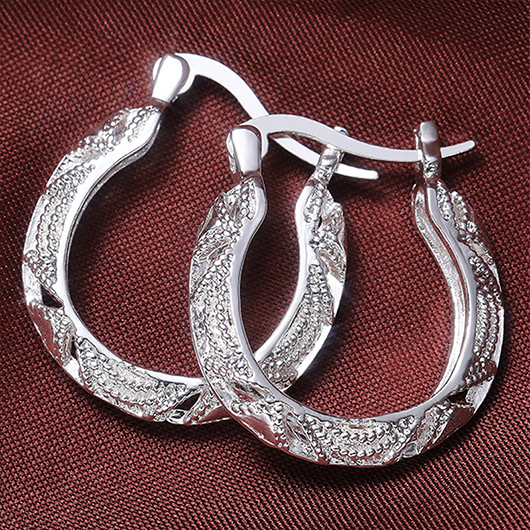 Silver jewelry,Round Hollow Design Silver Alloy Earrings