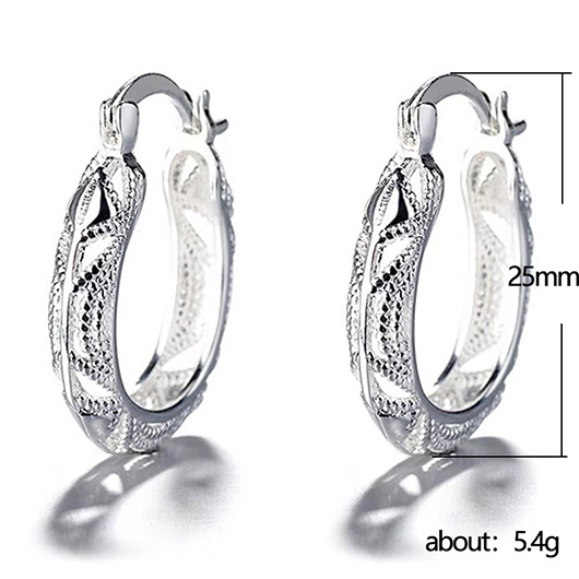 Silver jewelry,Round Hollow Design Silver Alloy Earrings