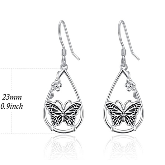 Silvery White jewelry,Animal Print jewelry,Butterfly Design Silvery White Alloy Earrings