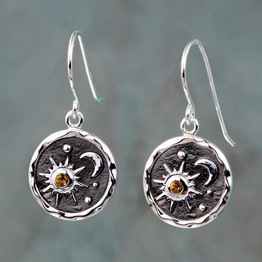 Silvery White jewelry,Geometric jewelry,Round Detail Silvery White Alloy Earrings