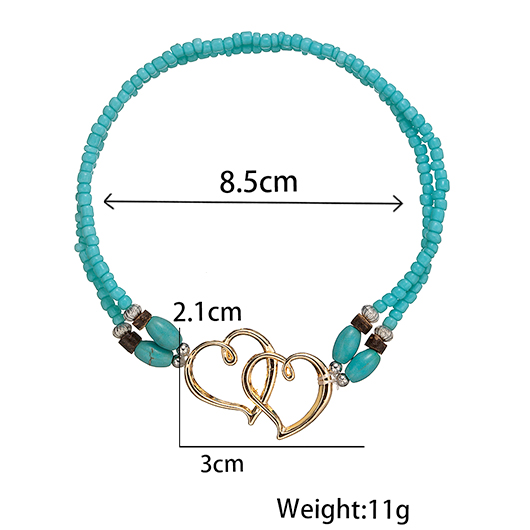 Mint Green jewelry,Heart Mint Green Polyresin Detail Anklet
