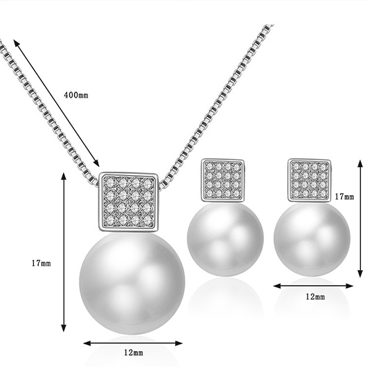 Silvery White jewelry,Geometric jewelry,Silvery White Pearl Alloy Geometric Earrings