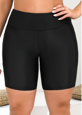Rotita Plus-Size-Badeshorts mit Taschen schwarz hoch tailliert schmal