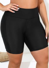 Rotita Plus-Size-Badeshorts mit Taschen schwarz hoch tailliert schmal