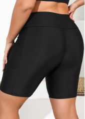 Rotita Plus-Size-Badeshorts mit Taschen schwarz hoch tailliert schmal