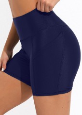 Marineblaue Badeshorts mit hoher Taille und Taschendetail von Rotita