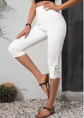 Weiße Capri-Leggings mit hoher Taille und elastischem Bund