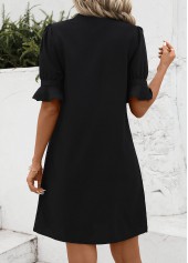 Black dresses,Plain Color dresses,Everyday dresses,Casual dresses,Split Black H Shape Half Sleeve Dress