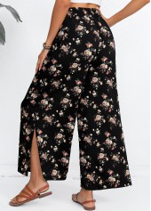 Black bottoms,Ditsy Floral bottoms,ROTITA Split Ditsy Floral Print Black Flare Leg Pants