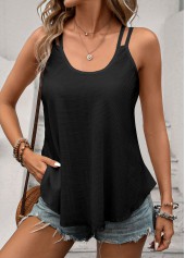 Black tops,Plain Color tops,ROTITA Lightweight Black Scoop Neck Camisole Top