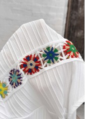 White tops,Plain Color tops,ROTITA Patchwork White Split Neck Short Sleeve Blouse