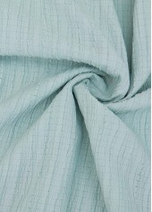 Mint Green tops,Plain Color tops,ROTITA Patchwork Mint Green Split Neck Short Sleeve Blouse