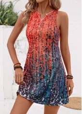 Multi Color dresses,Ombre dresses,Everyday dresses,Casual dresses,Button Ombre Multi Color Short A Line Sleeveless Dress