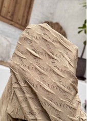 Light Camel tops,Plain Color tops,Textured Fabric Light Camel Round Neck T Shirt