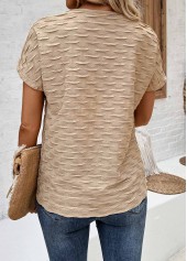Light Camel tops,Plain Color tops,Textured Fabric Light Camel Round Neck T Shirt