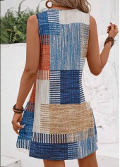 Multi Color dresses,Geometric dresses,Everyday dresses,Casual dresses,Lightweight Geometric Print Multi Color Short Sleeveless Shift Dress
