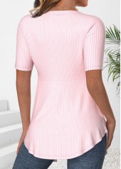 Light Pink tops,Floral tops,Plants tops,ROTITA Patchwork Floral Print Light Pink Fake Two Piece Twinset